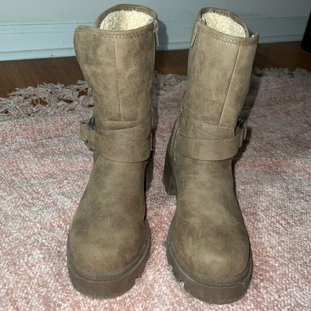DV By Dolce Vita Nola Taupe Suede Mid-Calf Platform Boots